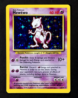 1999 Pokemon MEWTWO Base Set HOLO RARE Unlimited Edition Card 10/102 WotC EX NM - Image 1