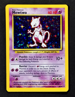 1999 Pokemon MEWTWO Base Set HOLO RARE Unlimited Edition Card 10/102 WotC EX NM - Image 2