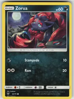 ZORUA 52/73 COMMON SHINING LEGENDS POKEMON NEAR MINT - Image 1