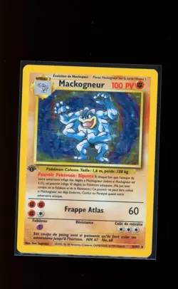 1999 Pokemon 1st Edition Machamp Base Set Holo Rare French Mackogneur #8 - Image 1