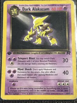 Pokemon TCG Dark Alakazam 1st Edition 18/82 Non-Holo Vintage 2000 NM/VLP BG3 - Image 1
