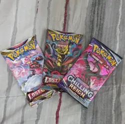 Three Pokemon TCG Booster Packs Lost Origin Chilling Reign - Image 1