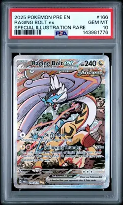 Raging Bolt ex 2025 Pokemon Prismatic Evolutions #166 SIR PSA 10 - Image 1