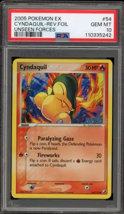 Pokemon Cyndaquil EX Unseen Forces Reverse Holo #54 PSA 10 Gem Mint - Image 1