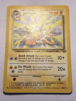 1999 Pokemon TCG JOLTEON Jungle 20/64 Rare Vintage Card WOTC Non Holo LP - Image 3