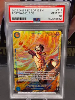 2025 One Piece EN OP13-119 Portgas D. Ace SEC PSA 10 GEM MINT - Image 1