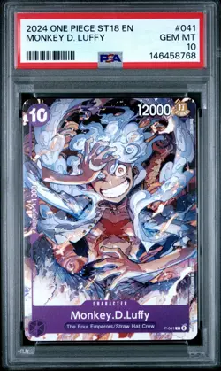 Monkey D. Luffy PSA 10 GEM MT One Piece 2023 Promo Pirates Party ST18 Vol 5 041⚓ - Image 1