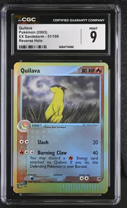 CGC 9 MINT Quilava 2003 EX Sandstorm 51/100 Reverse Holo Pokemon Card - Image 1