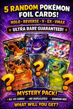5 Random PokemonLot Holo, Reverse Holo, Full Art V EX VMAX Mystery Pack US Cards - Image 1
