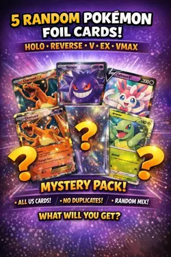 5 Random PokemonLot Holo, Reverse Holo, Full Art V EX VMAX Mystery Pack US Cards - Image 2