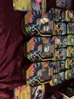 EMPTY Pokemon TCG Tin Lot w/ Mini Tins, Boxes & Coins - Image 2