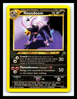 💥 HOUNDOOM - # 23/75 - Pokemon Neo Discovery Unlimited Rare Non Holo WOTC - Image 1