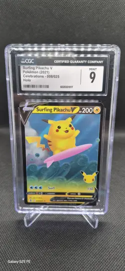 2021 POKEMON CELEBRATIONS #008 SURFING PIKACHU V MINT 9 - Image 1