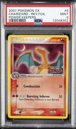 2007 POKEMON EX POWER KEEPERS #6 CHARIZARD-REVERSE FOIL PSA 9 - Image 1
