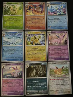 Prismatic Evolutions Complete 9 Card Eeveelution Reverse Holo Set Pokemon TCG - Image 1