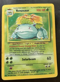 Venusaur 1999 Holo Black Star Card 15/102 Pokemon Card Base Set - Image 1