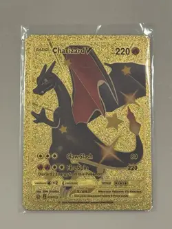 Charizard V HP 220 Gold Foil Pokemon Card 079/073 Gold Foil Fan Art - Image 1