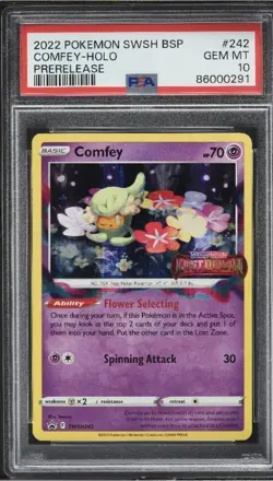 PSA 10 Comfey SWSH242 2022 Prerelease Holo Sword & Shield Promo Cards - Image 1