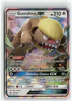 Gumshoos GX 110 SM Base Set Holo Pokemon Ultra Rare Near Mint - Image 1