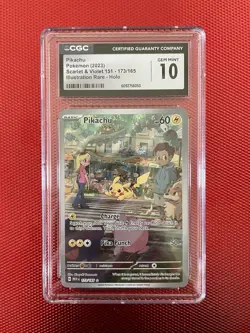 Pikachu 173/165 Illustration Rare Pokemon Scarlet & Violet 151 CGC 10 GEM MINT - Image 1