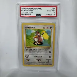 1999 Farfetch’d 1st Edition #27 PSA 10 GEM MINT Base Set Shadowless Pokemon - Image 1