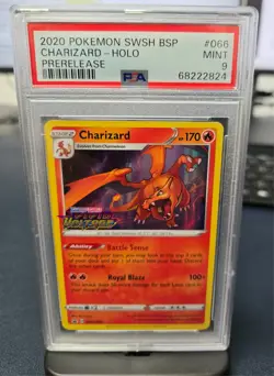 2020 POKEMON SWSH BLACK STAR PROMO PRERELEASE #066 CHARIZARD-HOLO PSA 9 - Image 1