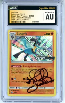 CGC Signed Lisa Ortiz Pokemon TCG Lucario (Prerelease) SM95 Sm Black Star Promo - Image 1