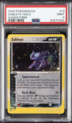 2003 POKEMON EX SANDSTORM #10 SABLEYE-HOLO PSA 9 - Image 1