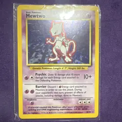 Wizards of the Coast Pokemon TCG Base Set Mewtwo 10/102 Holo Rare English 1999 - Image 1