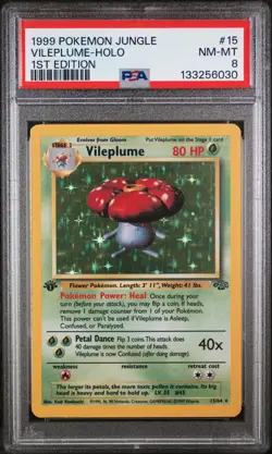 1999 POKEMON JUNGLE 1ST EDITION #15 VILEPLUME-HOLO PSA 8 - Image 1