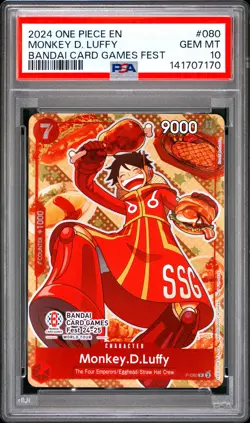 Monkey D. Luffy PSA10 2024 One Piece Promos Bandai Card Games Fest #080 - Image 1