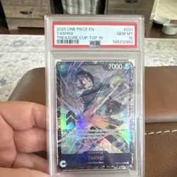 Namco One Piece CCG Tashigi OP12-031 Treasure Cup Top 16 Promo Foil PSA 10 - Image 1