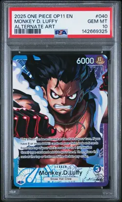 2025 ONE PIECE OP11-A FIST OF DIVINE SPEED ALTERNATE ART MONKEY D. LUFFY PSA 10 - Image 1