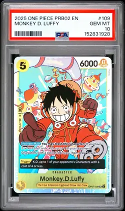 PSA 10 2025 One Piece Prb02-Premium Booster The Best- Vol.2 #109 Monkey D. Luffy - Image 1