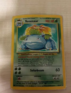 Venusaur Holo 15/102 Base Set Pokemon Card 1999 WOTC Heavily Played - Image 1