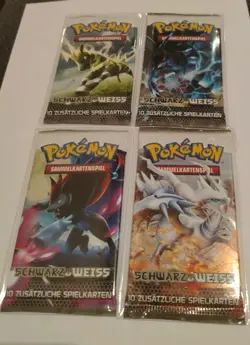 4 Schwarz und Weiss Booster Pokemon Karten Deutsch Artwork Set OVP Sealed TCG - Image 1