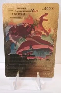 Venusaur Charizard Blastoise VMAX Gold TAG TEAM 400 HP Card - Image 1