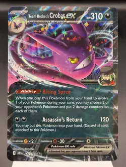 Team Rocket’s Crobat ex 122/182 - Ultra Rare - Destined Rivals Pokemon Card NM - Image 1
