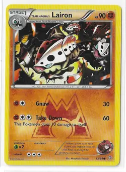 Team Magma's Lairon 13/34 Double Crisis XY Pokemon TCG Card LP - Image 1