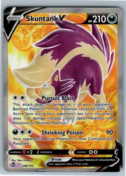 Pokemon Card Skuntank V (Full Art) Ultra Rare SWSH12: Silver Tempest 180/195 NM - Image 1