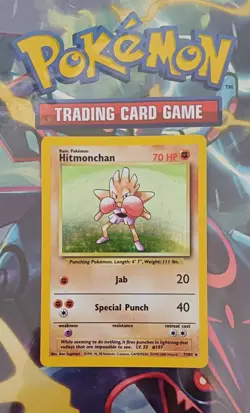 Pokemon TCG Hitmonchan Holo Card Base Set 7/102 Rare Collectible - Image 1