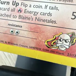 Pokemon TCG Blaine's Ninetales Card 21/132 Gym Challenge Non-Holo Rare - Image 3
