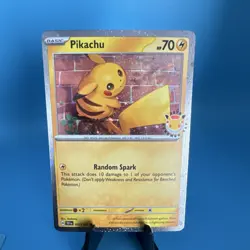 Double swirl 💫 Pokemon Pikachu 051/162 Pokemon Day 2024 Holo Stamped - Image 2