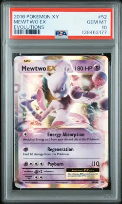 2016 POKEMON XY EVOLUTIONS #52 MEWTWO EX PSA 10 - Image 1