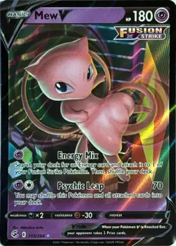 Mew V 113/264 Holo V Rare Fusion Strike Pokemon Near Mint - Image 1