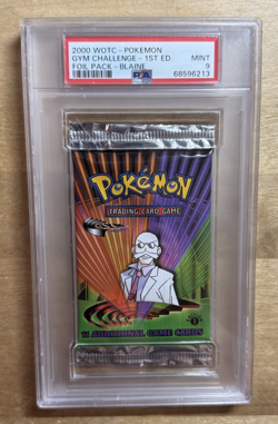 PSA 9 - Gym Challenge BLAINE 1st Edition Pokemon Booster Pack - Image 1