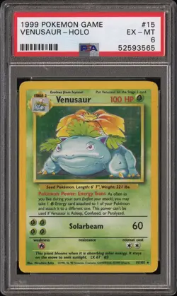 1999 POKEMON GAME # 15 Venusaur - HOLO PSA 6 EX-MT - Image 1