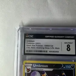 CGC 8.0 Umbreon SWSH129 Black Star Promo 3-Pack Blister Pokemon Evolving Skies - Image 3