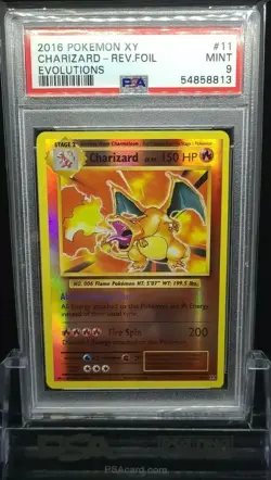 PSA 9 MINT CHARIZARD REVERSE HOLO POKEMON TCG 2016 XY EVOLUTIONS #11/108 RARE - Image 1