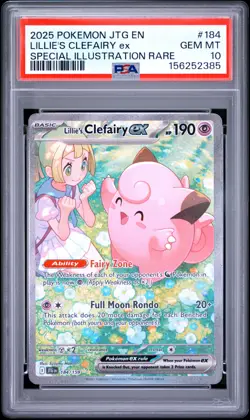 2025 POKEMON JTG EN-JOURNEY TOGETHER #184 LILLIE'S CLEFAIRY EX PSA 10 - Image 1